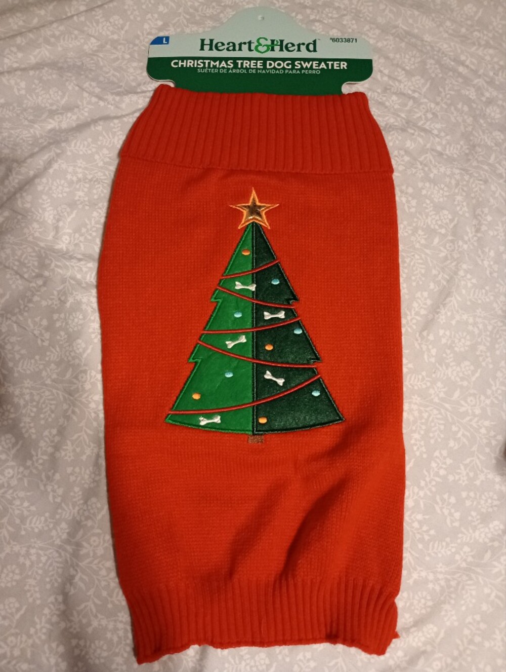 Red Christmas Tree Dog Sweater Size Large NEW